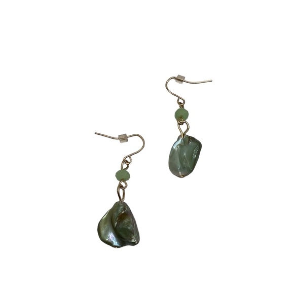 Sonoma Sea Glass Mint Green Earrings Dangle Shell & Gem Hoops 3 pairs Beach - Picture 7 of 8